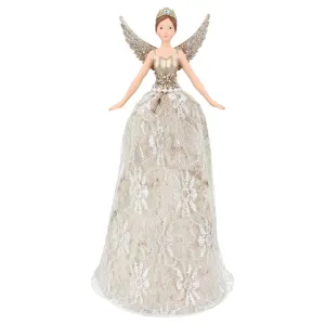 Gisela Graham Gold & Cream Resin Fairy Tree Topper