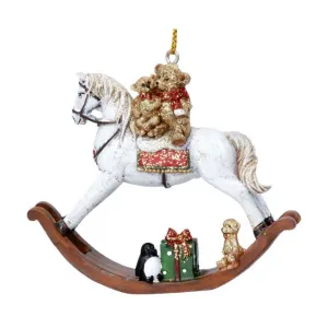 Gisela Graham Teddy On Rocking Horse Decoration