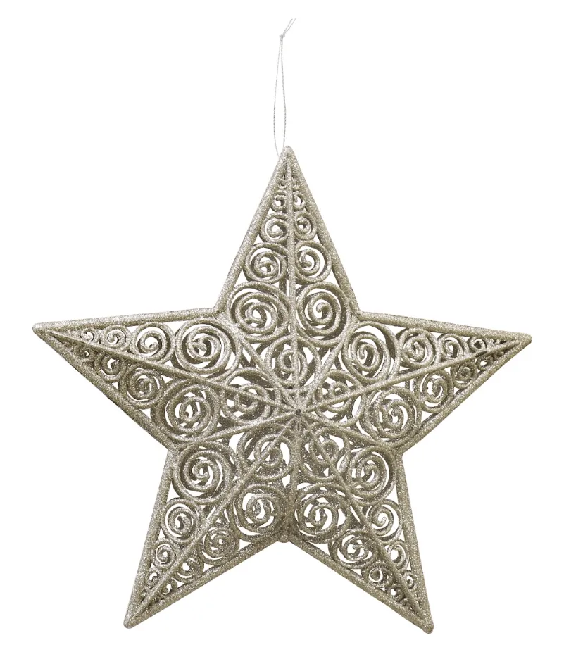 Glitter Hanging Star 4 Asst (30cm)