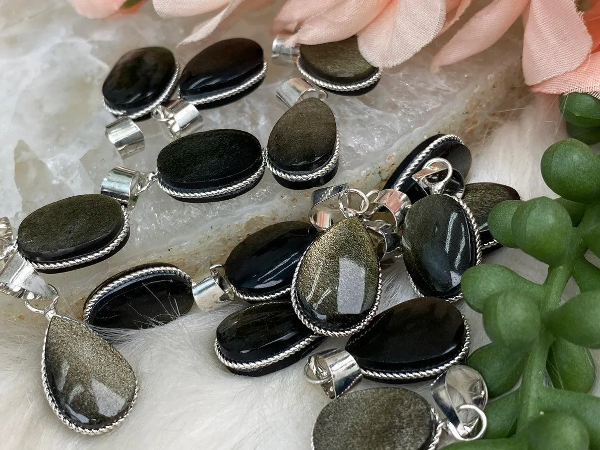 Gold Obsidian Pendants