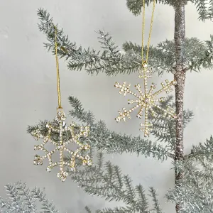 Gold Rhinestone Snowflake Ornaments