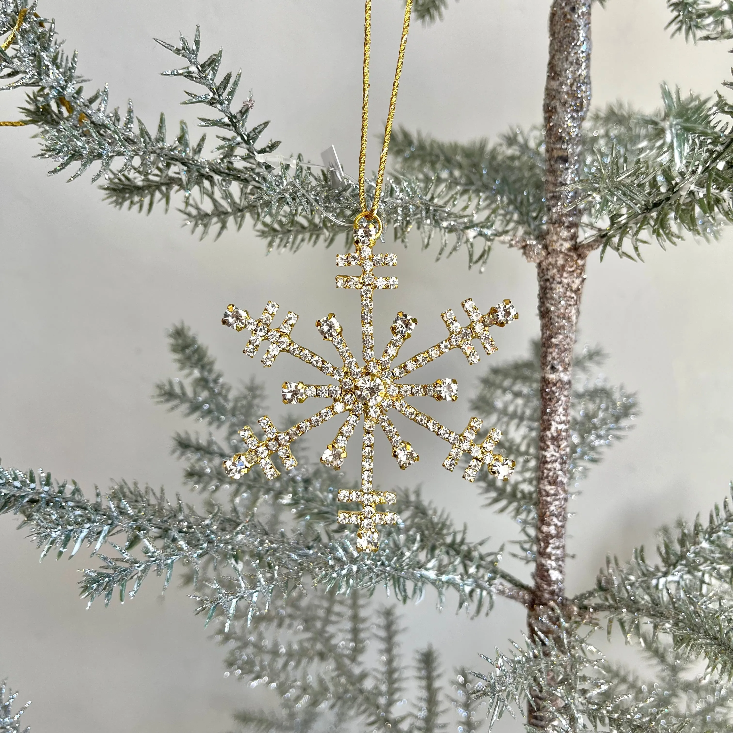 Gold Rhinestone Snowflake Ornaments