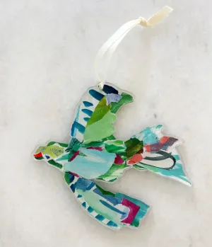 Green Bird in Flight Ornament