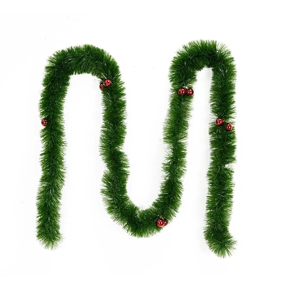 Green Tinsel With Baubles (3m)