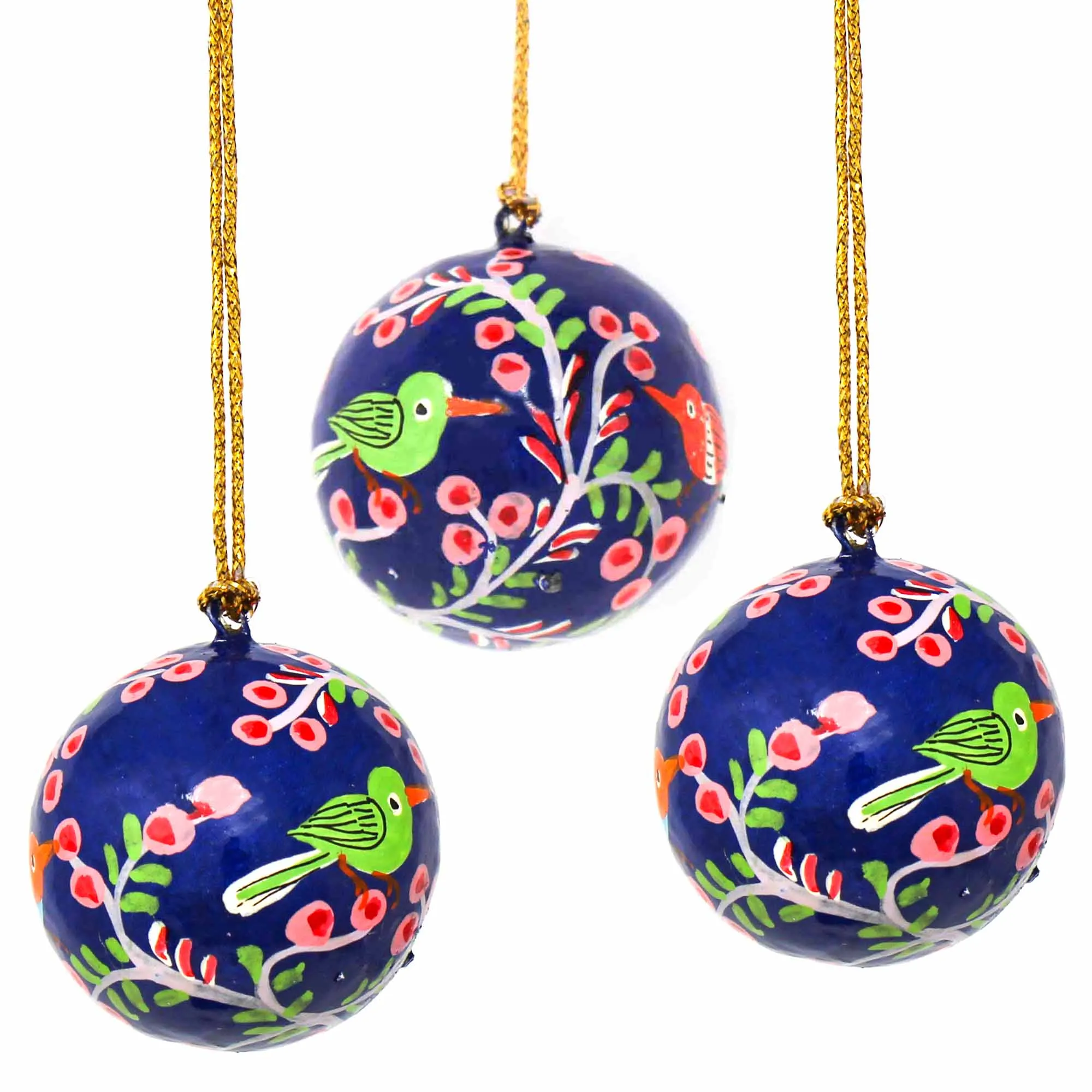 Handpainted Petite Ornament Bright Birds, 1-inch - Pack of 3