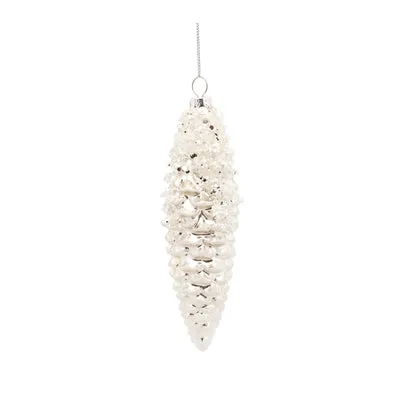 Iced Pine Cone Glass Ornament