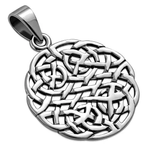 Irish Gaelic Celtic Dara Knot Round 925 Sterling Silver Pendant