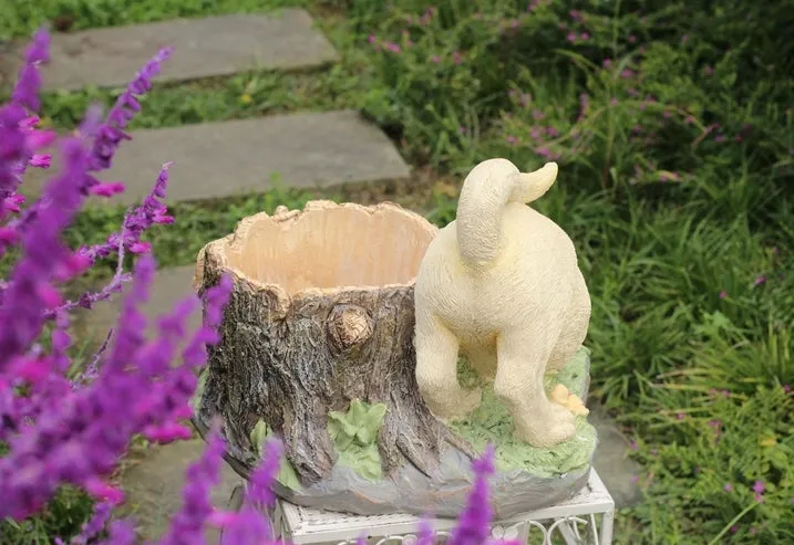 Large Dog Flowerpot, Unique Resin Statue for Garden, Villa Outdoor Decor Gardening Ideas, Creative Modern Statue for Garden Ornaments