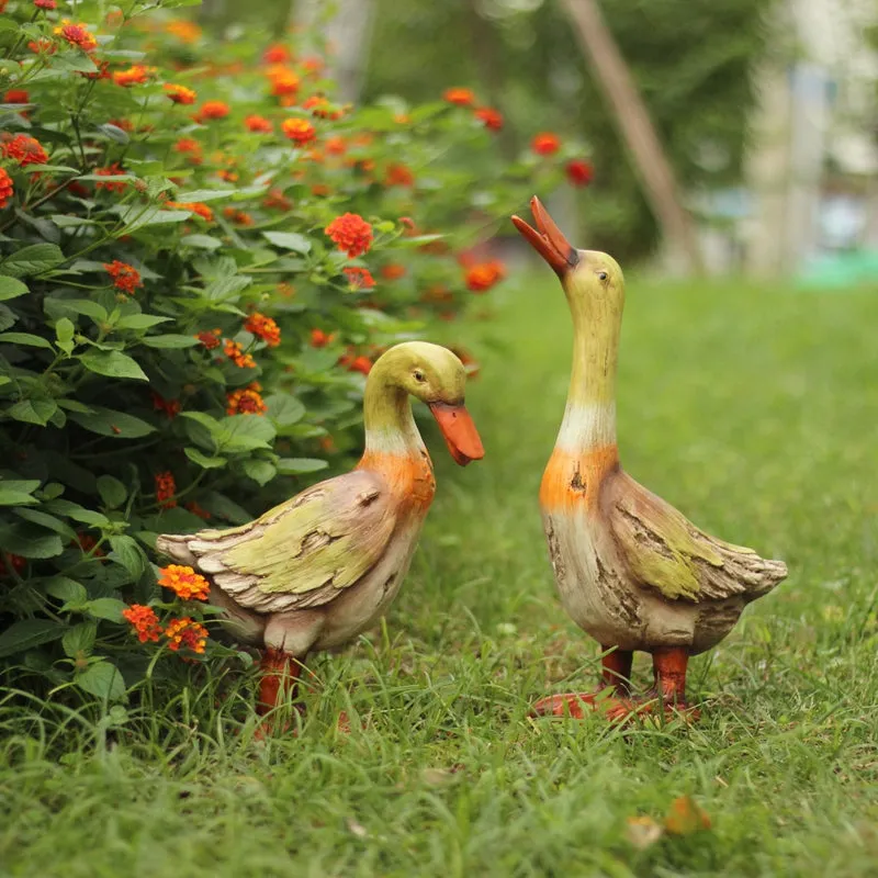 Large Duck Statues, Unique Wood Carving Statue for Garden, Creative Modern Statue for Garden Ornaments, Villa Outdoor Decor Gardening Ideas