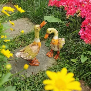 Large Duck Statues, Unique Wood Carving Statue for Garden, Creative Modern Statue for Garden Ornaments, Villa Outdoor Decor Gardening Ideas