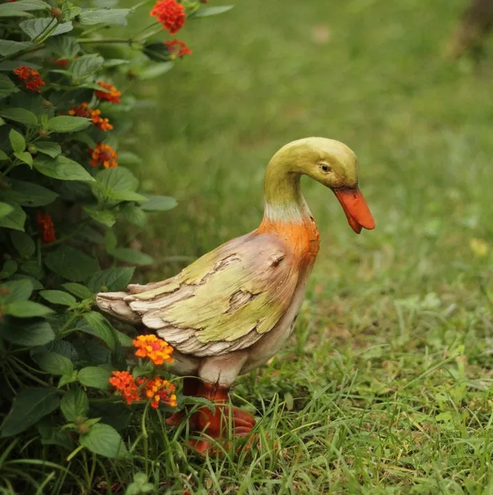 Large Duck Statues, Unique Wood Carving Statue for Garden, Creative Modern Statue for Garden Ornaments, Villa Outdoor Decor Gardening Ideas