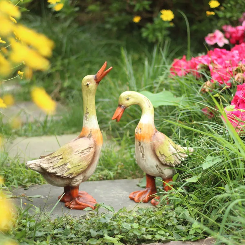 Large Duck Statues, Unique Wood Carving Statue for Garden, Creative Modern Statue for Garden Ornaments, Villa Outdoor Decor Gardening Ideas