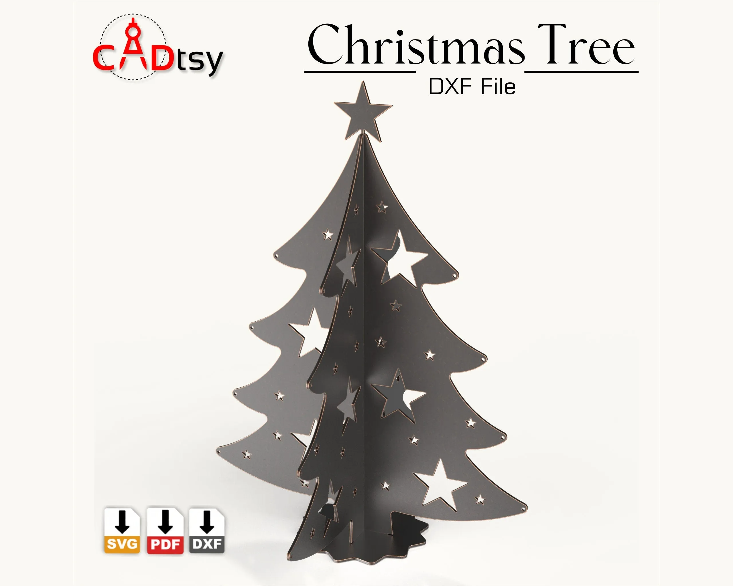 Large H1500 Christmas Tree Metal Decoration DXF / SVG CNC Laser Cutting Files