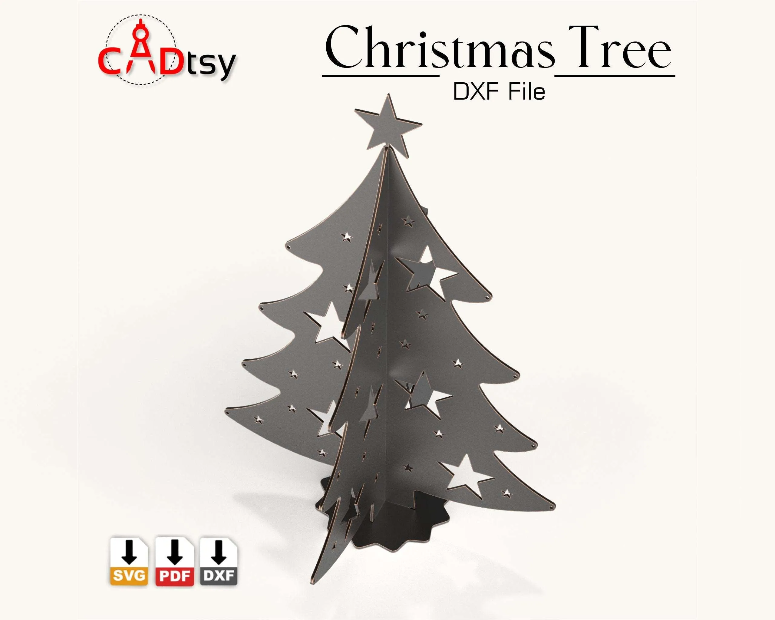 Large H1500 Christmas Tree Metal Decoration DXF / SVG CNC Laser Cutting Files