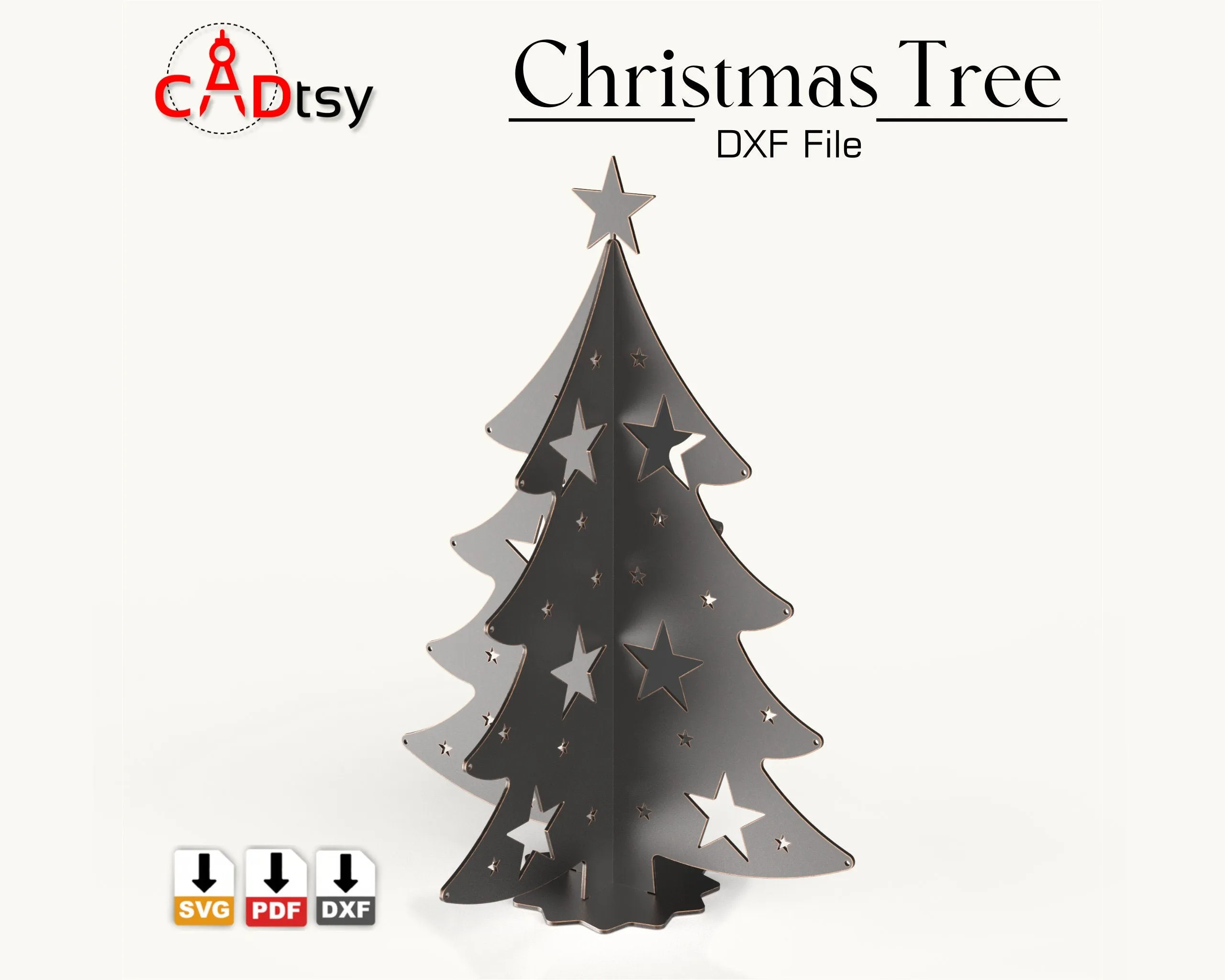 Large H1500 Christmas Tree Metal Decoration DXF / SVG CNC Laser Cutting Files