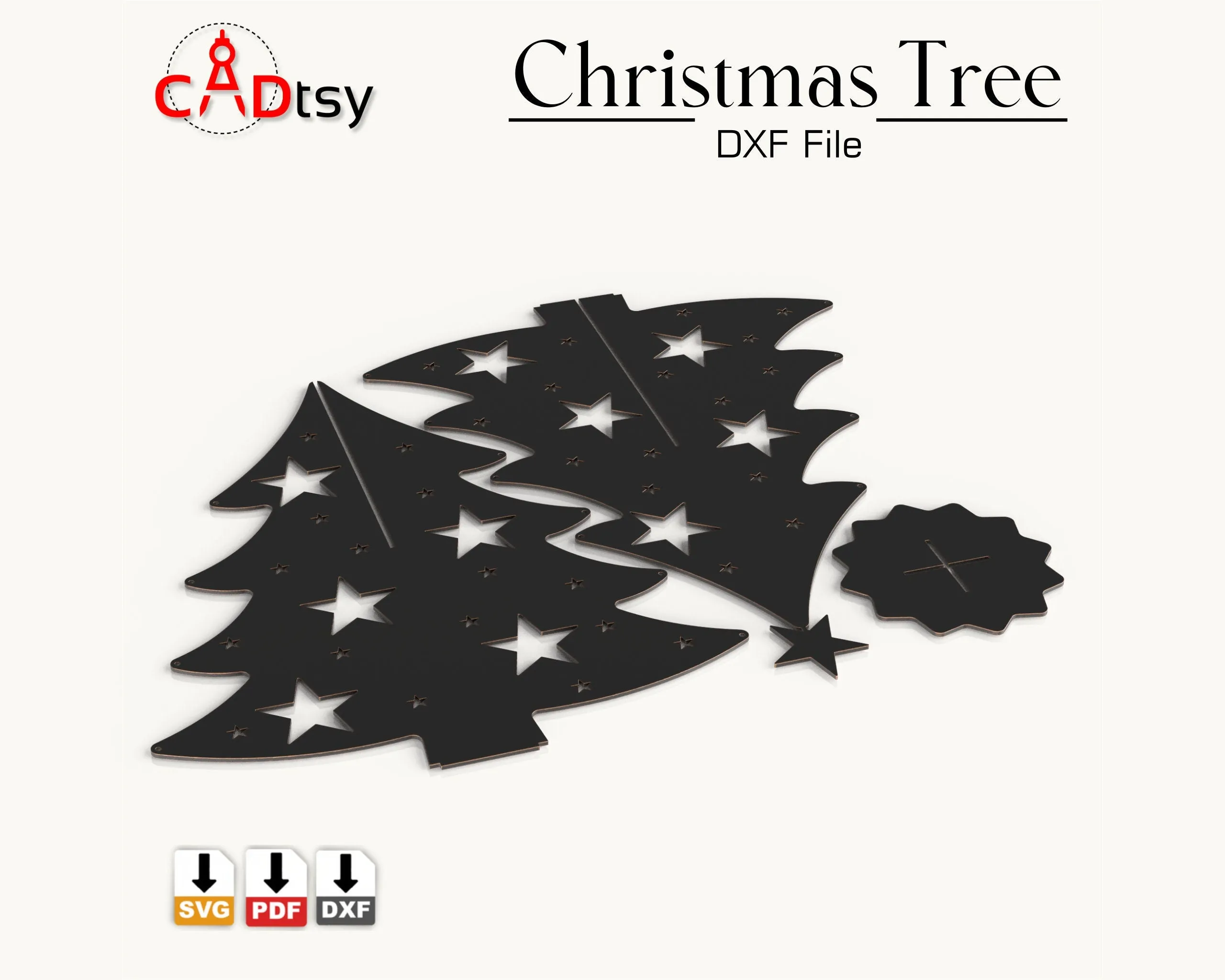 Large H1500 Christmas Tree Metal Decoration DXF / SVG CNC Laser Cutting Files