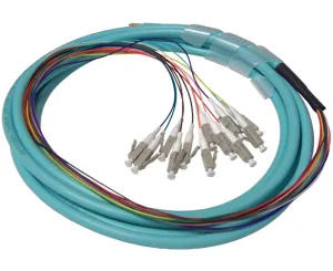 LC UPC 12 Fiber OM4 Multimode Fiber, Jacketed, 3M