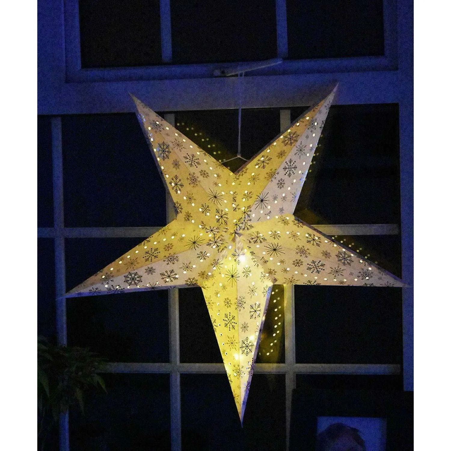 LED 60 cm Silver Snowflakes Hanging Paper Star