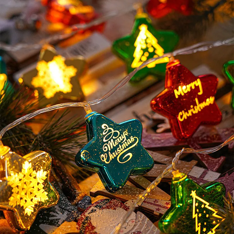 LED Plated Star Christmas String Lights, Outdoor Flashing Decor, Starry Sky, Living Room & Christmas Tree Lights