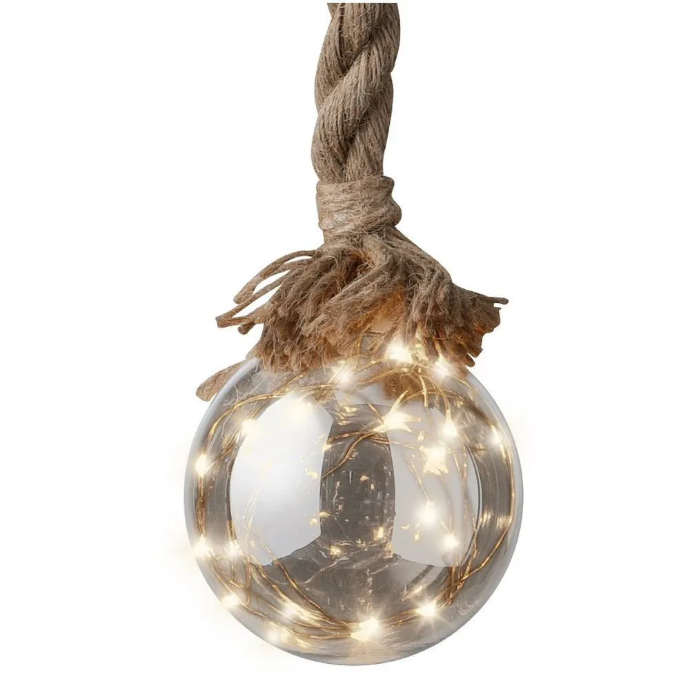 Lumineo 14cm Smokey Warm White Micro LED Ball with Rope