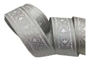 Metallic Jacquard Ribbon - Symmetrical Hearts (55mm)