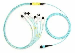 MTP Breakout Harness Cable, Female MTP-LC, Multimode OM3 50/125, 10G, 12-Fiber, Plenum, Type A