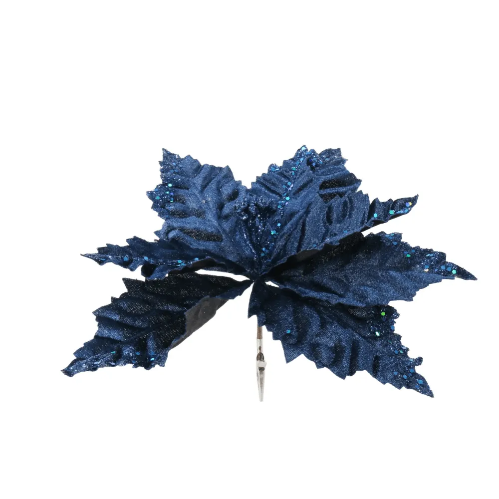 Poinsettia Rich Embossed Velvet Clip Asst