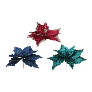 Poinsettia Rich Embossed Velvet Clip Asst