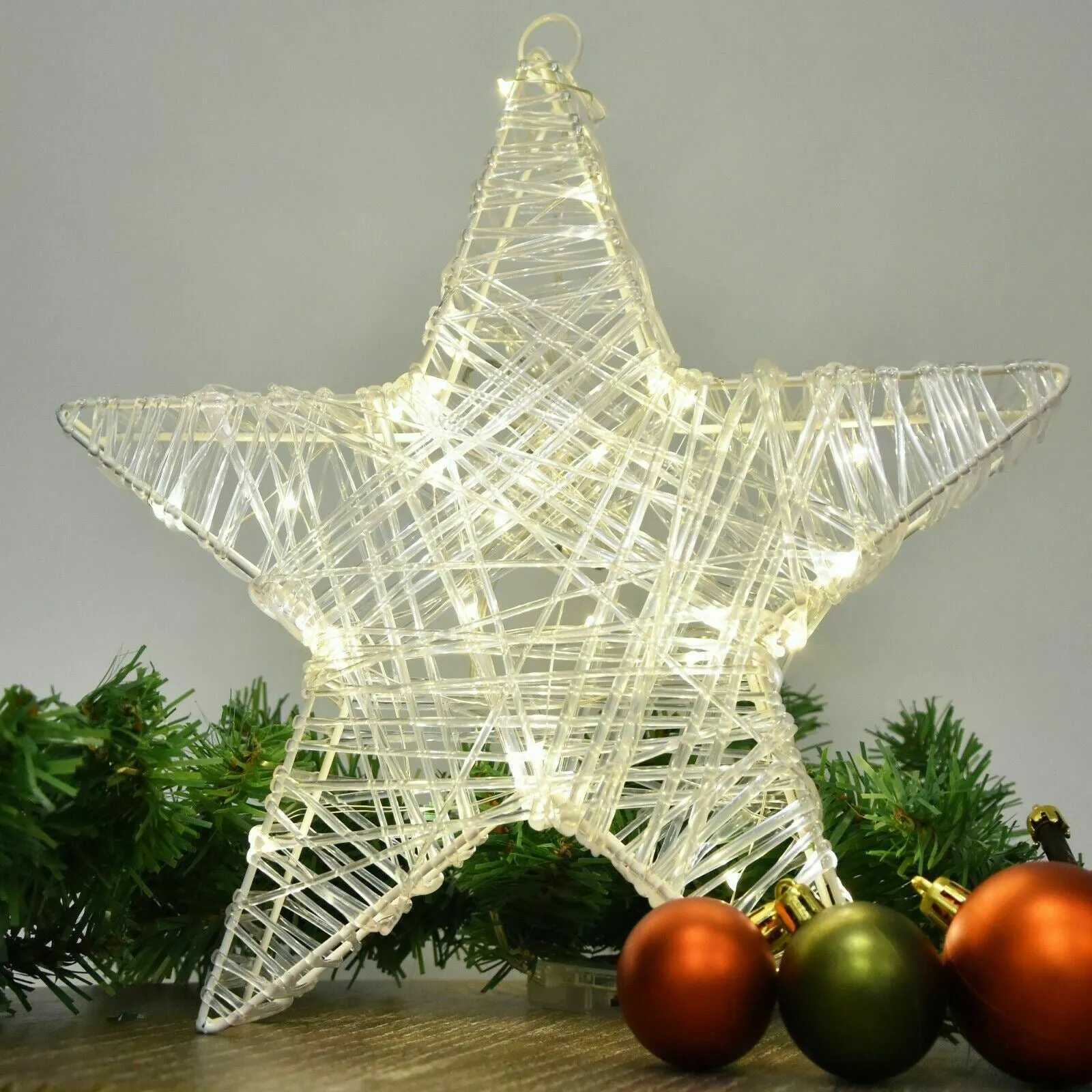 Pre-Lit Led Christmas Star With 30 Warm White Lights & Timer