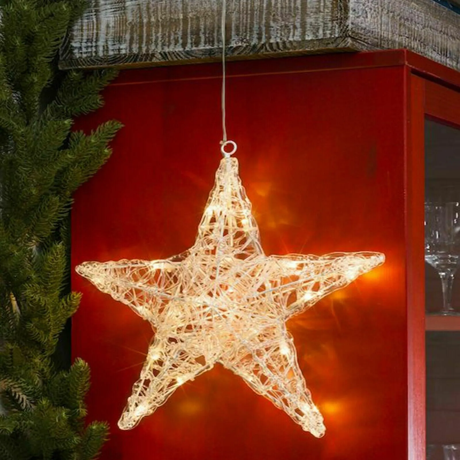 Pre-Lit Led Christmas Star With 30 Warm White Lights & Timer