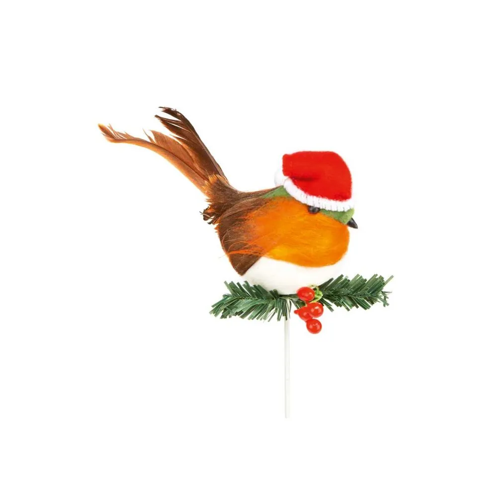 Premier 10cm Robin with Santa Hat Pick