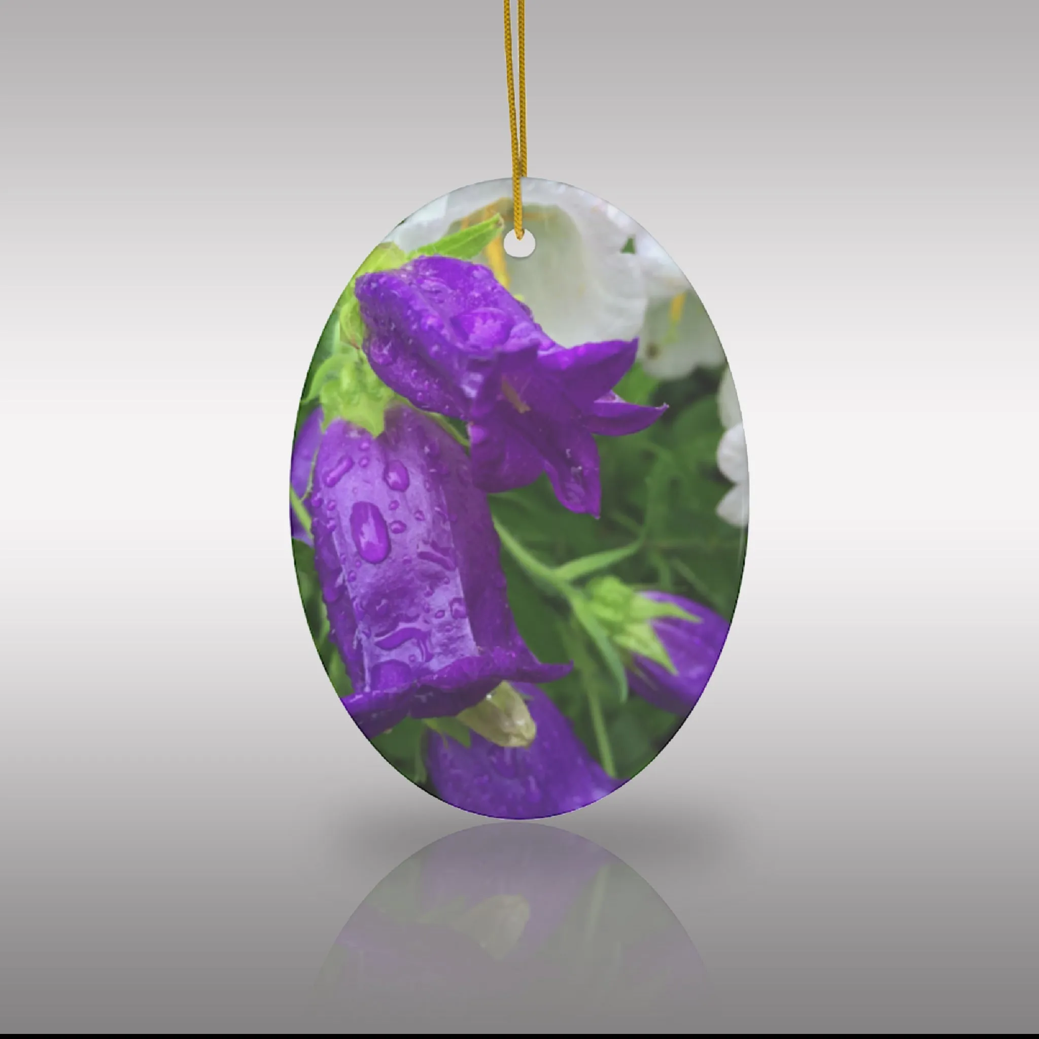 Purple Bell Flowers Ceramic Ornament by Victoria Scudder