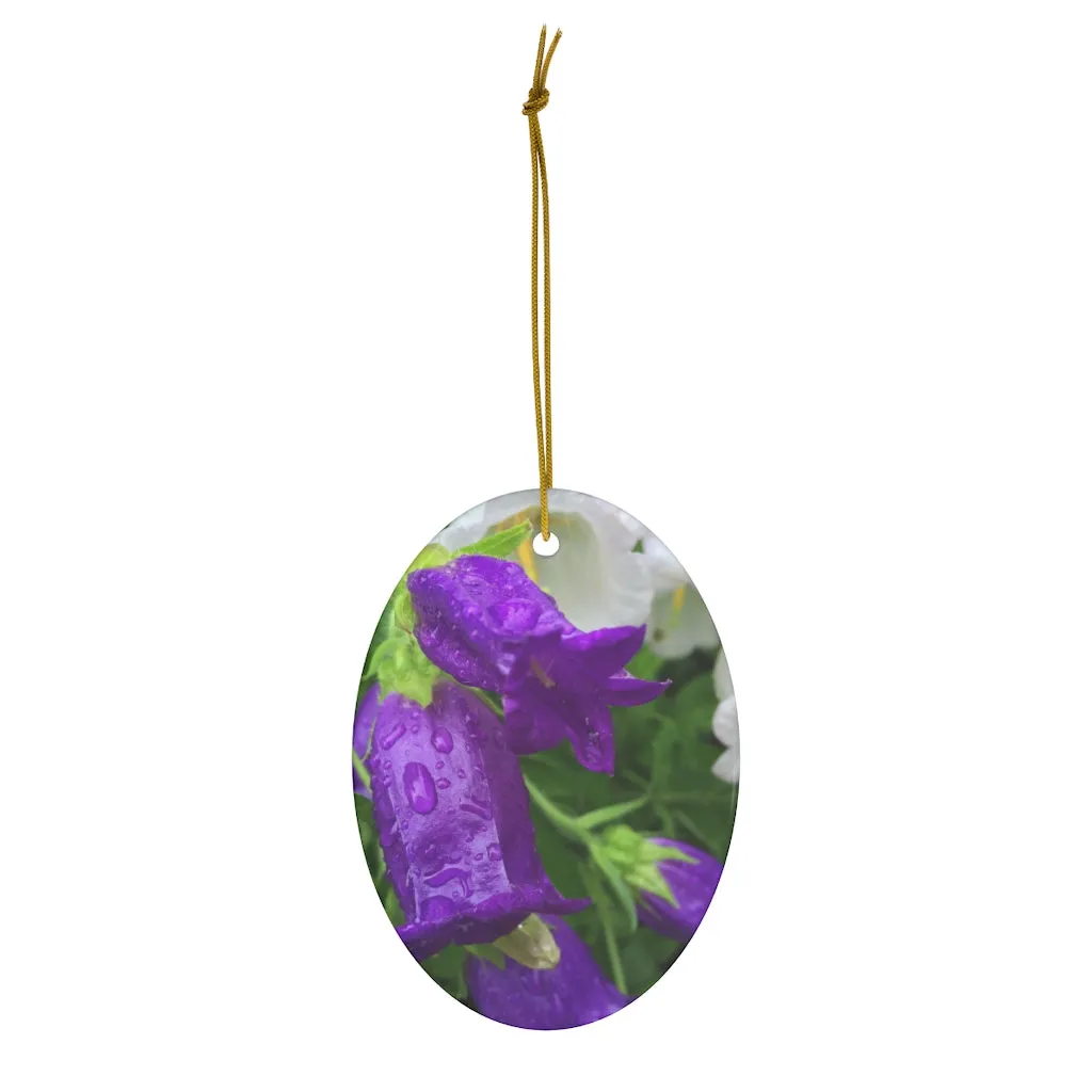 Purple Bell Flowers Ceramic Ornament by Victoria Scudder