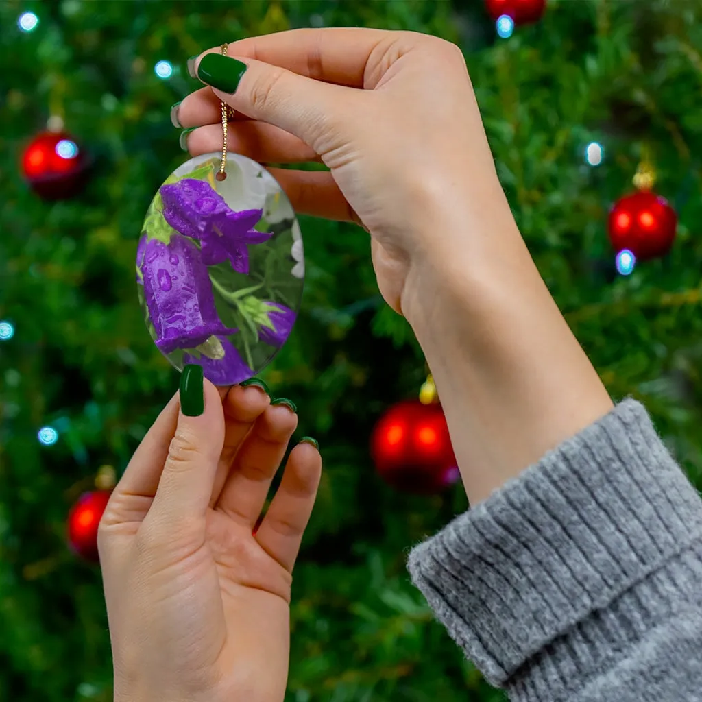 Purple Bell Flowers Ceramic Ornament by Victoria Scudder