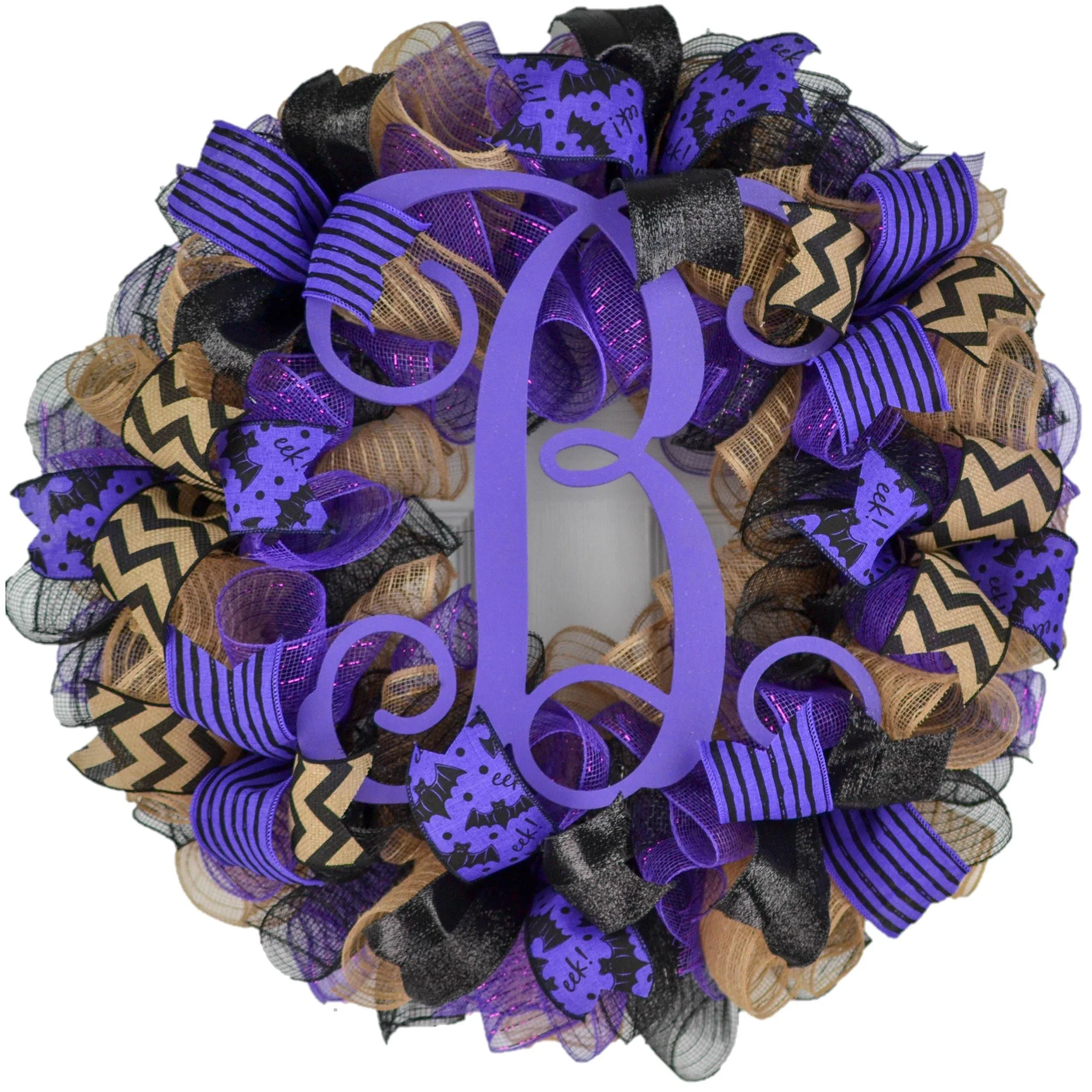 Purple Halloween Wreaths , Custom Centerpiece