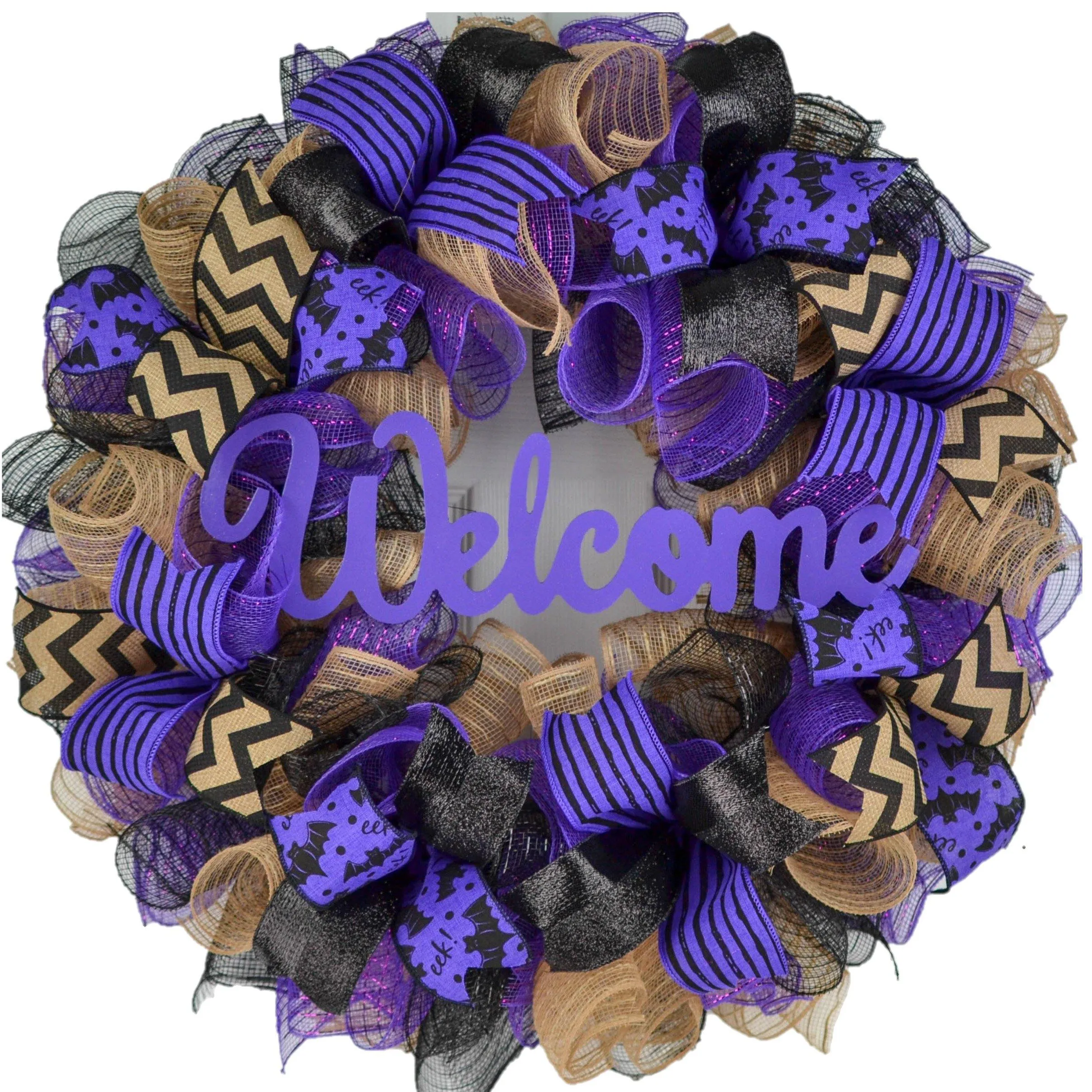 Purple Halloween Wreaths , Custom Centerpiece