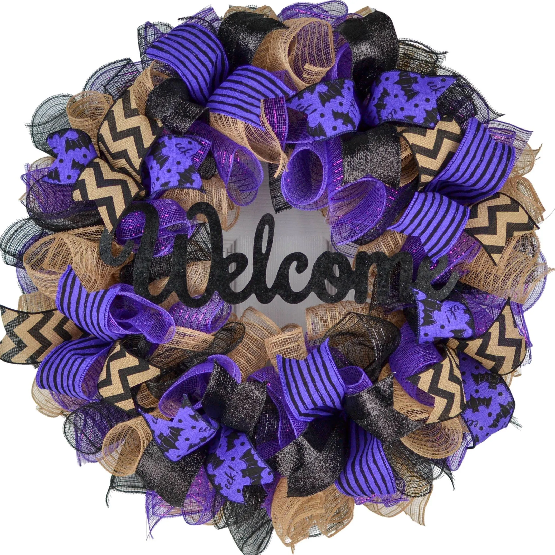 Purple Halloween Wreaths , Custom Centerpiece