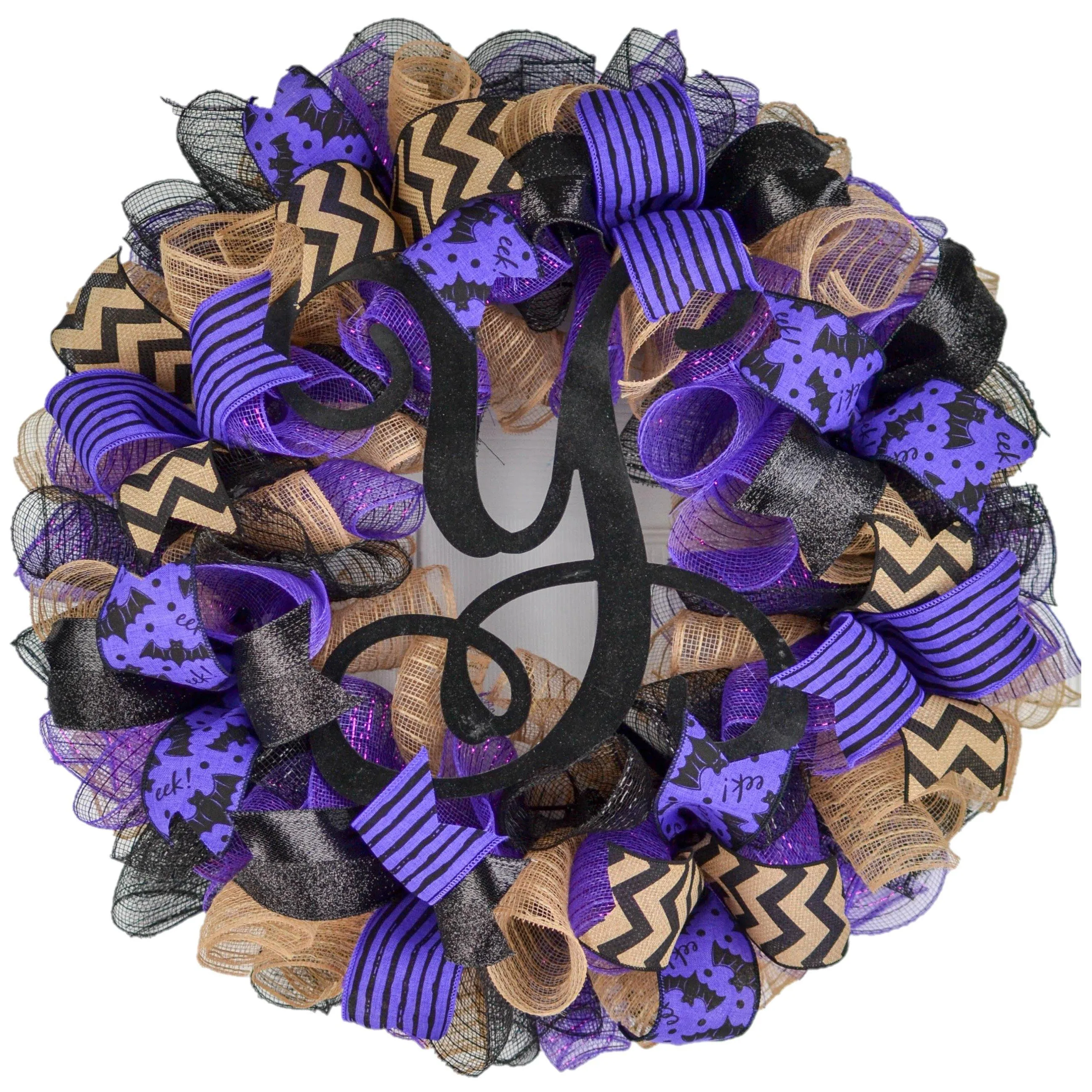 Purple Halloween Wreaths , Custom Centerpiece