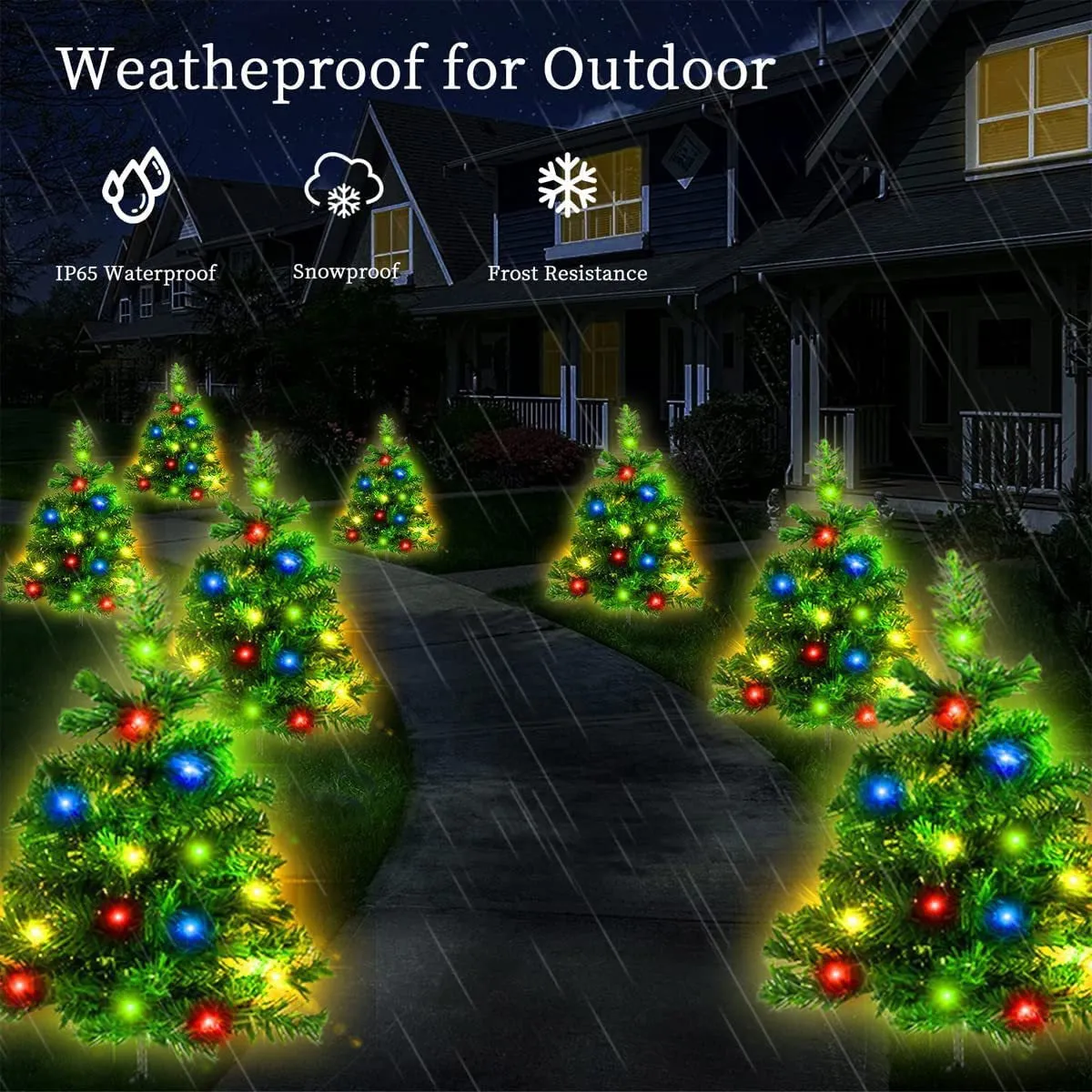 Quntis Solar Christmas Tree Lights – 1-to-4 Set Outdoor Garden & Lawn Decor for Holiday Landscape Decoration