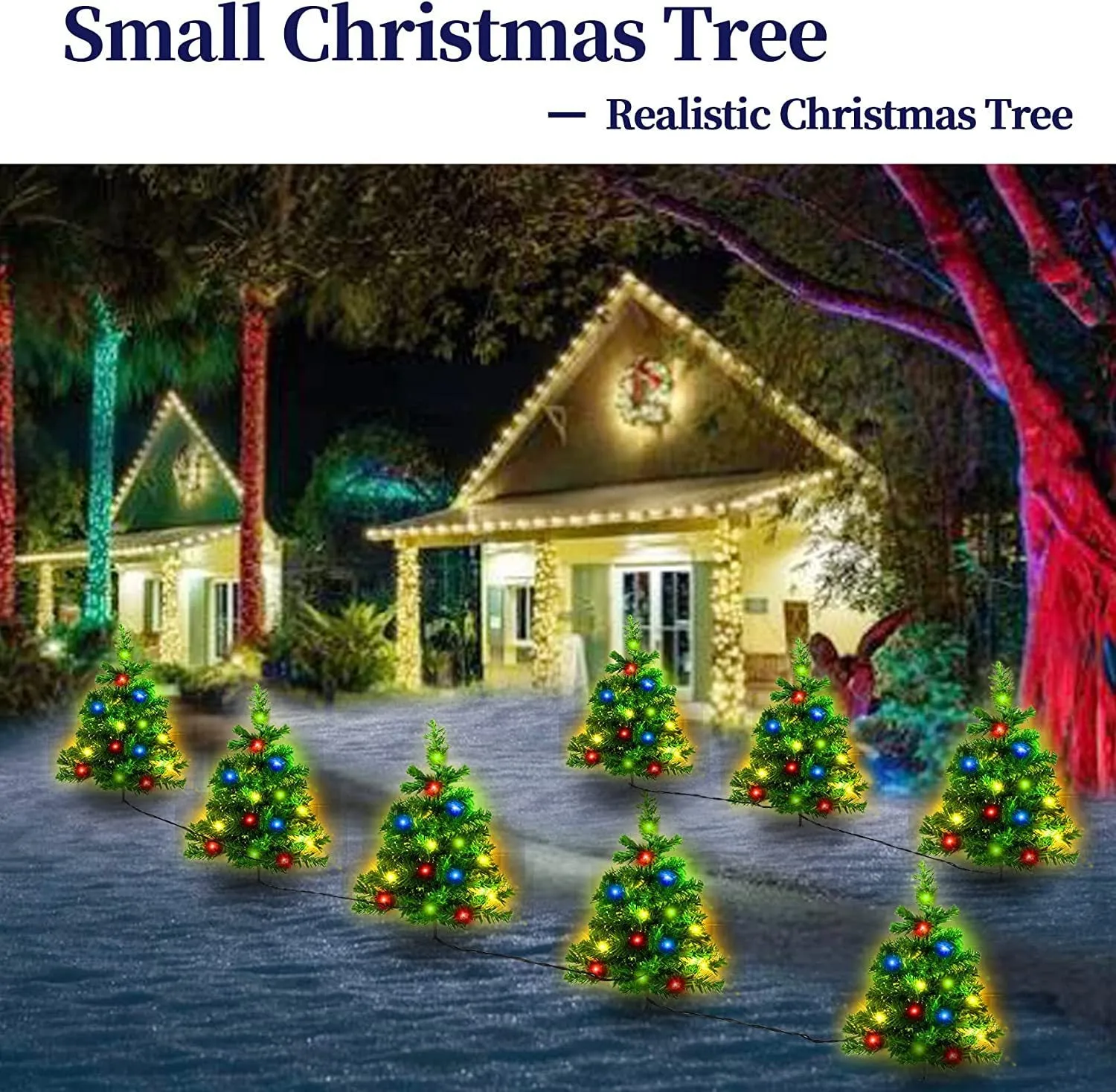 Quntis Solar Christmas Tree Lights – 1-to-4 Set Outdoor Garden & Lawn Decor for Holiday Landscape Decoration