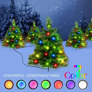 Quntis Solar Christmas Tree Lights – 1-to-4 Set Outdoor Garden & Lawn Decor for Holiday Landscape Decoration