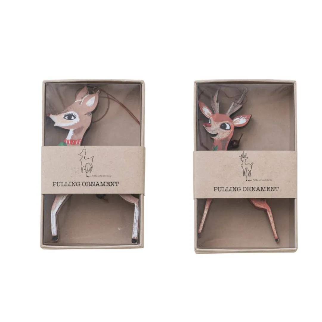 Recycled Paper Deer Pull Ornament- Two Options