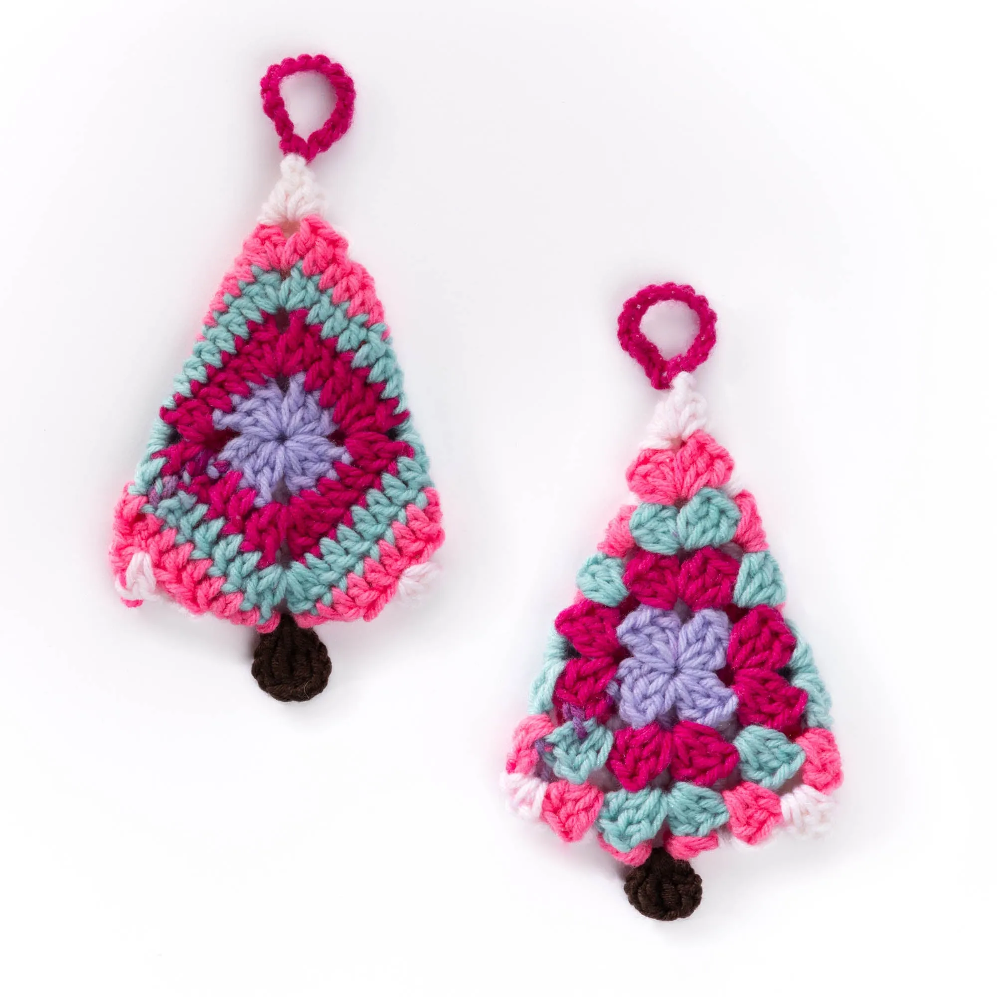 Red Heart Crochet Granny Tree Ornaments