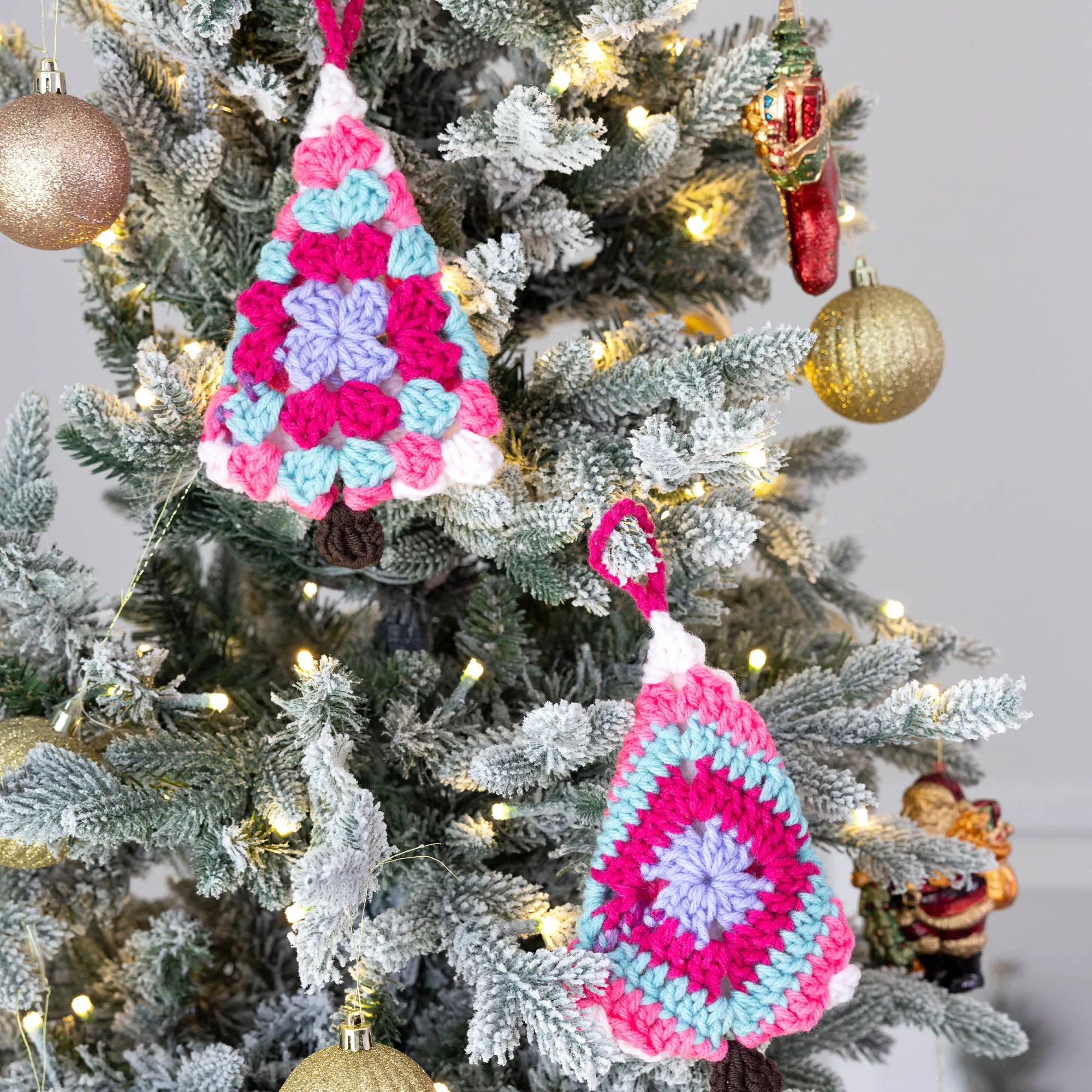 Red Heart Crochet Granny Tree Ornaments