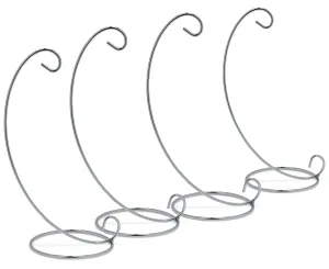 Silver Ornament Display Stand - Air Plant Terrarium Planter or Crystal Glass Witch Ball Holder Table Top Party Decorations Stands with Hanger Hook - Pack of 4