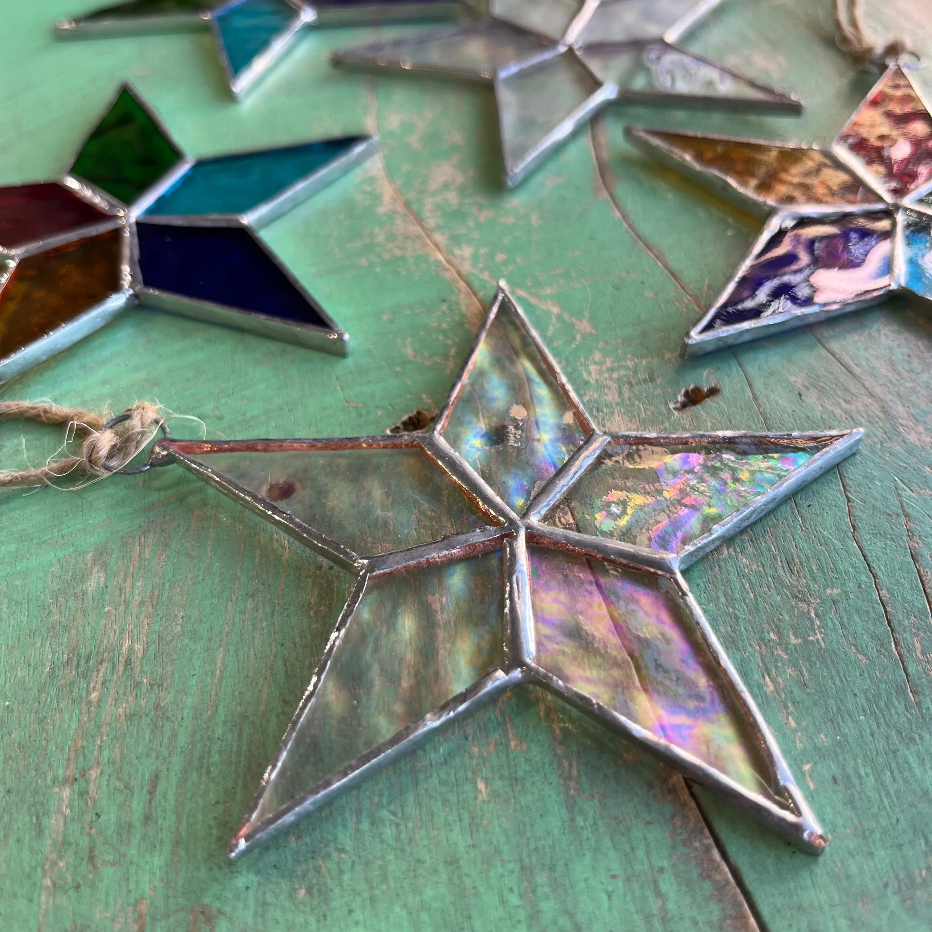 Small Flat Stained Glass Star Ornaments