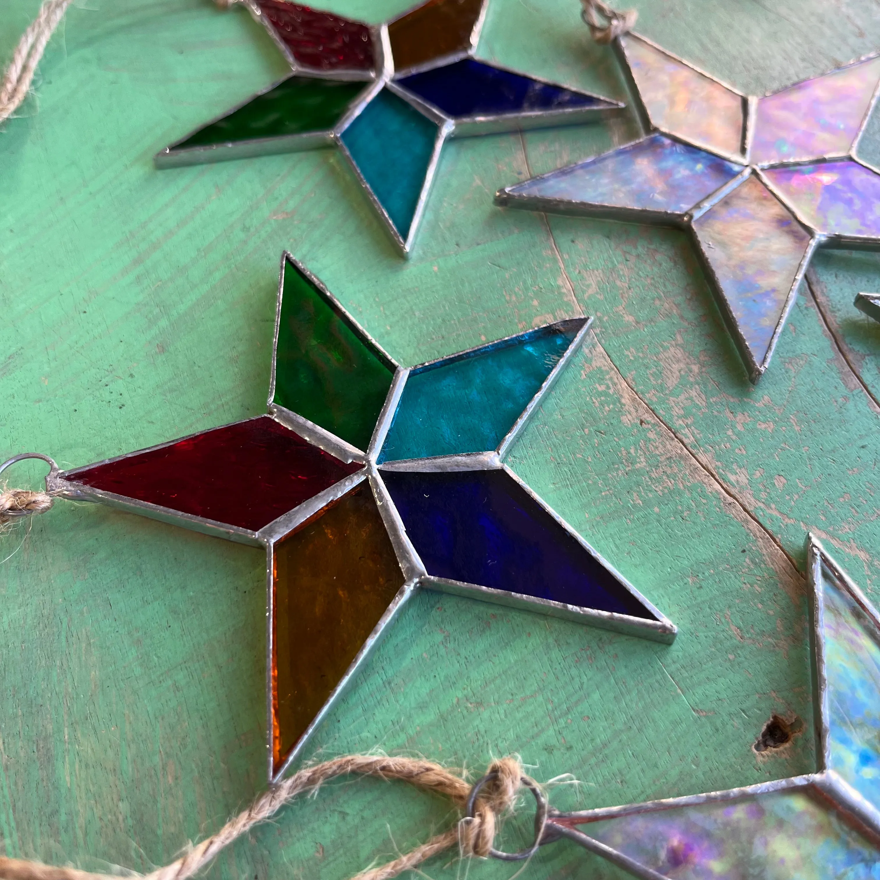 Small Flat Stained Glass Star Ornaments