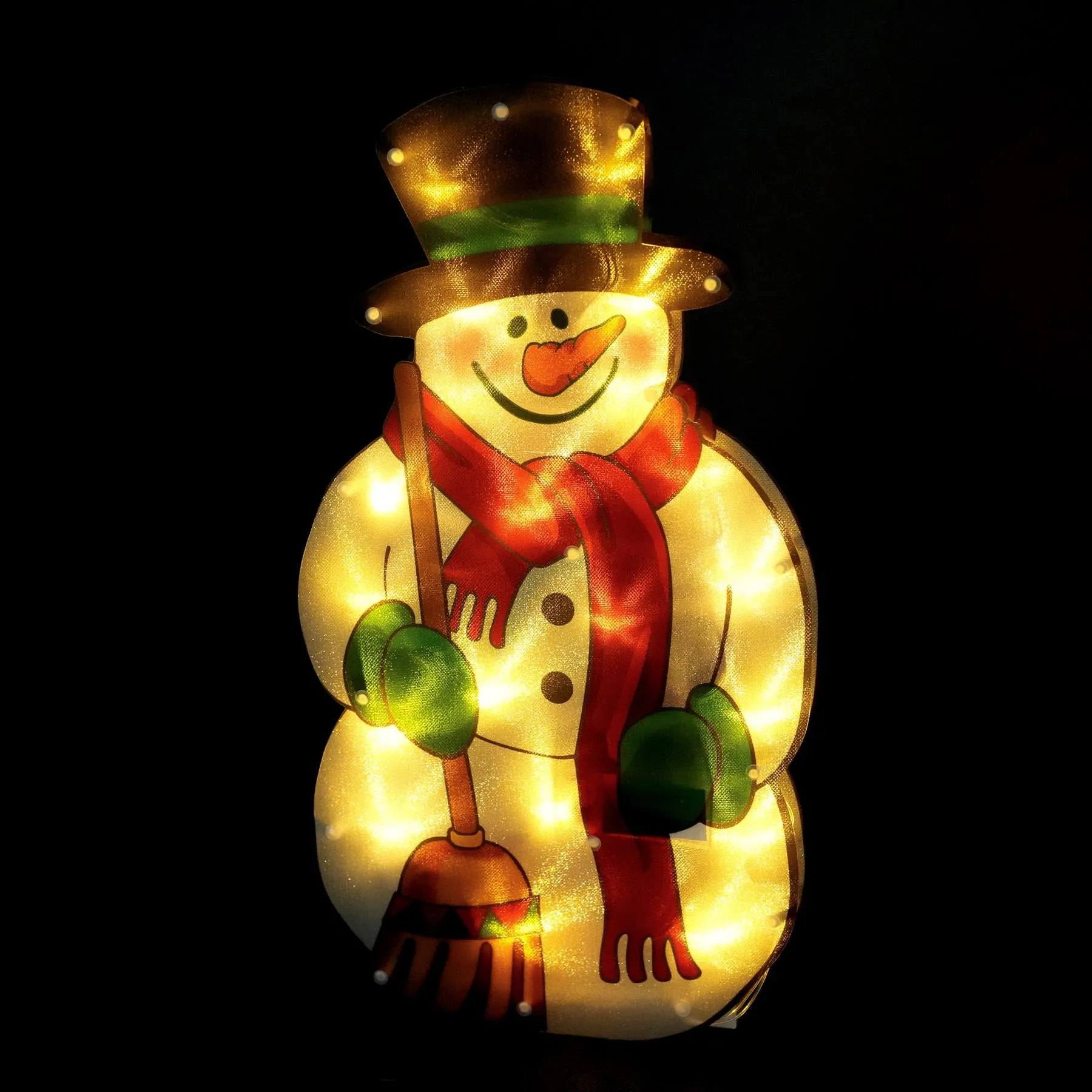 Snowman with Broom Sign Christmas LED Light Silhouette