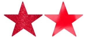 Solid Star Cutout Foil & Glitter - Apple Red