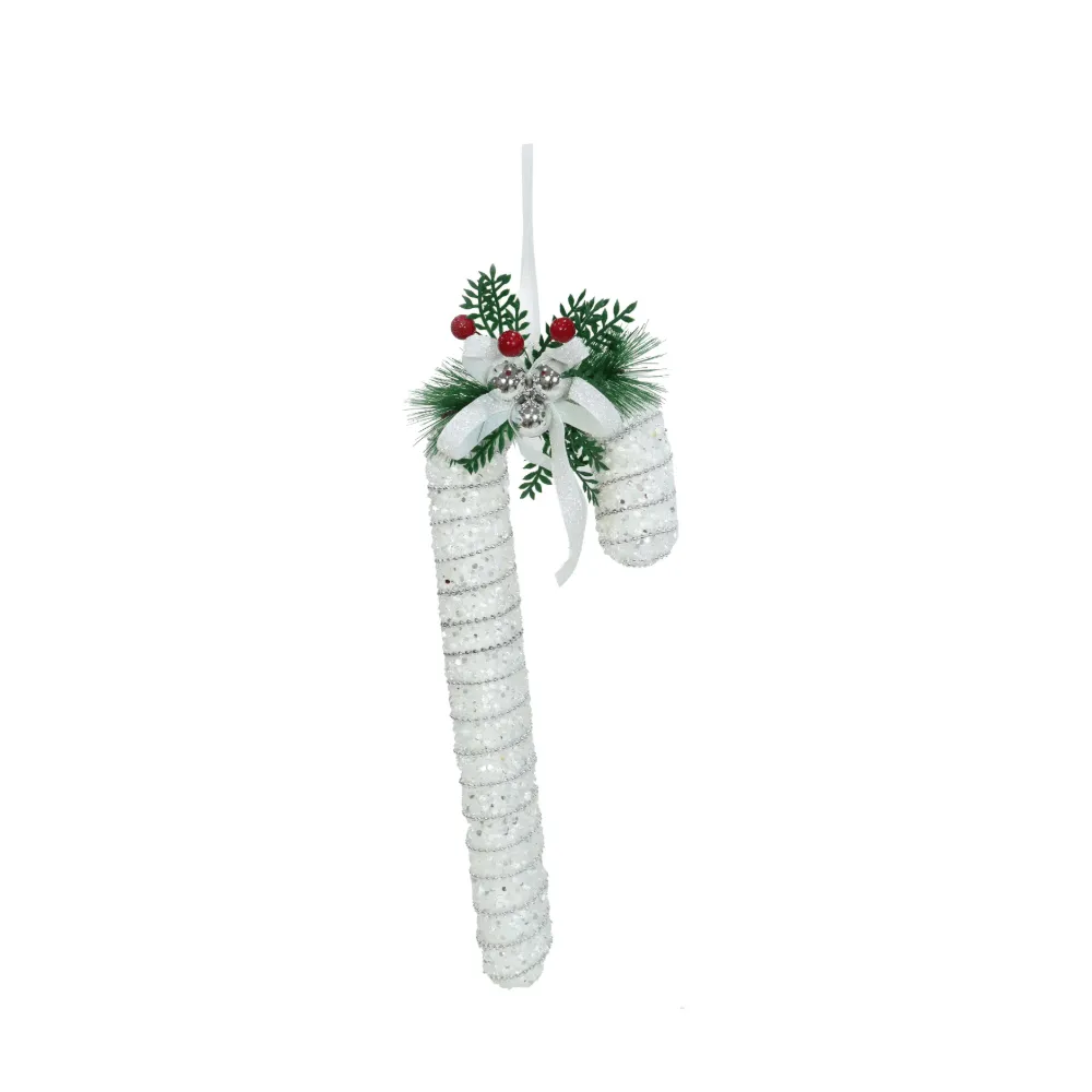 Sparkly Candycane w/Pine Deco Asst